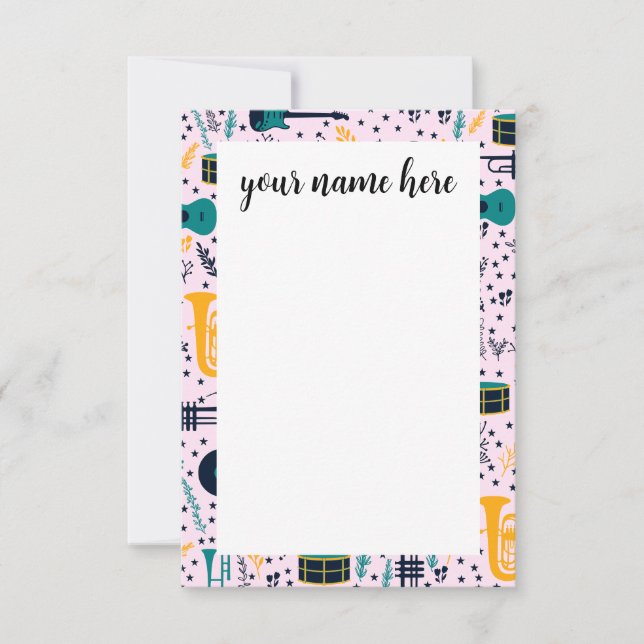 Personalised Music Instruments Notecads Thank You Card (Front)