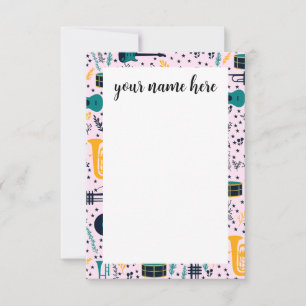 Personalised Music Instruments Notecads Thank You Card