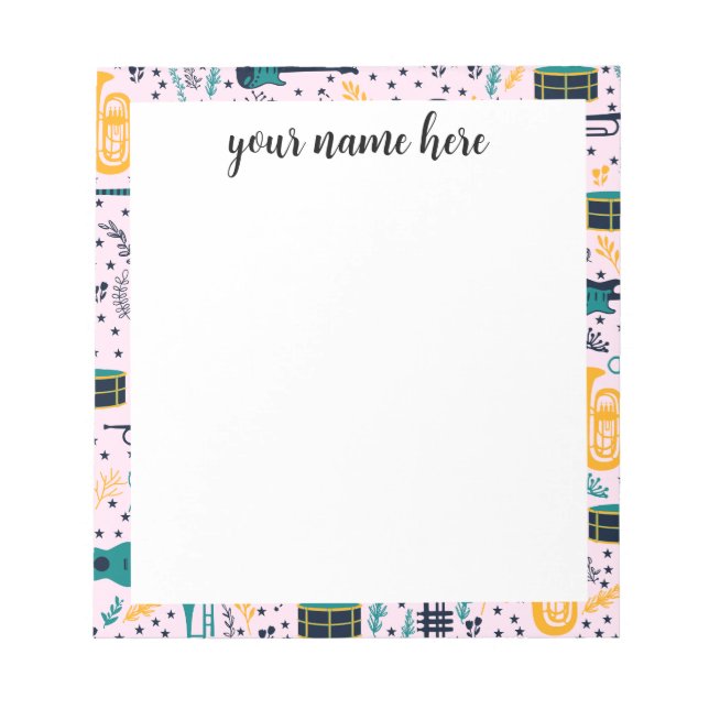 Personalised Music Instruments Notepad (Front)