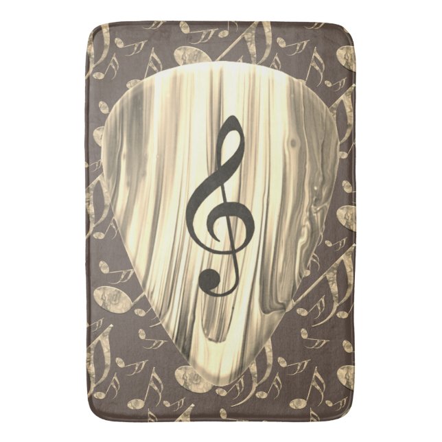 Personalised Music Note Guitar Pick  Bath Mat (Front Vertical)