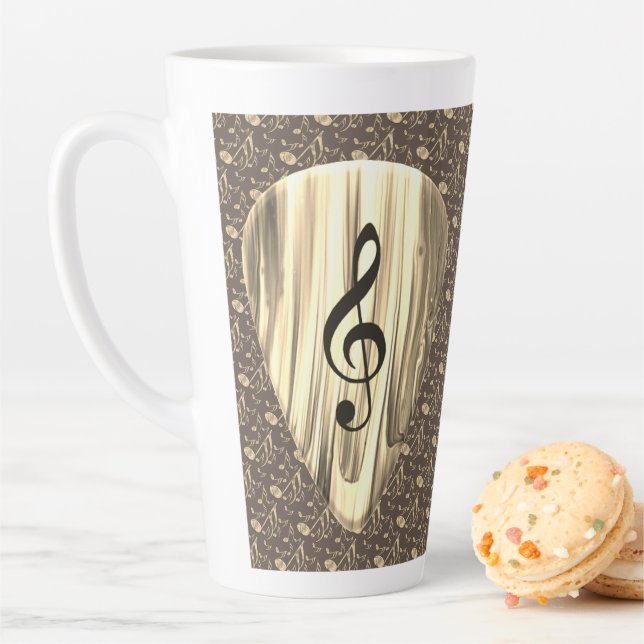 Personalised Music Note Guitar Pick  Latte Mug (In Situ)