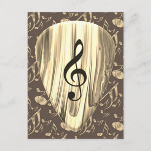 Personalised Music Note Guitar Pick Postcard