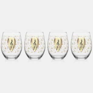 Personalised Music Note Guitar Pick Stemless Wine Glass