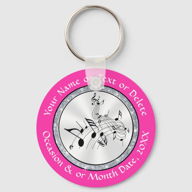 Personalised Music Note Party Favours, Any Occasio Key Ring (Front)