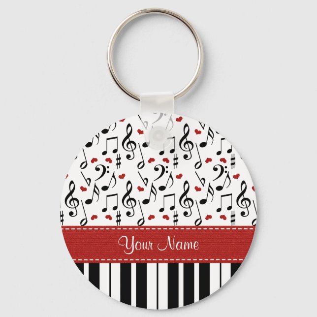 Personalised Music Note Piano Keychain (Front)