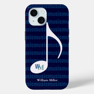 Personalised music note striped iPhone 15 case