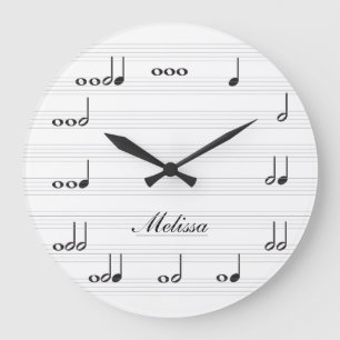 Personalised Music Notes Large Clock