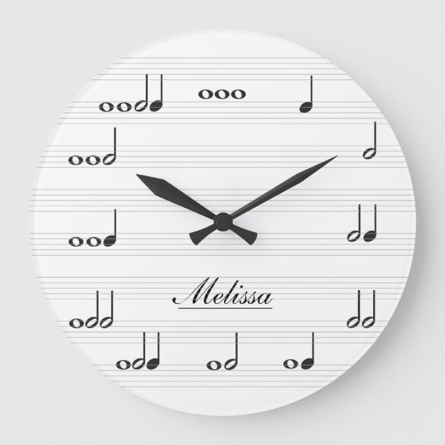 Personalised Music Notes Large Clock (Front)