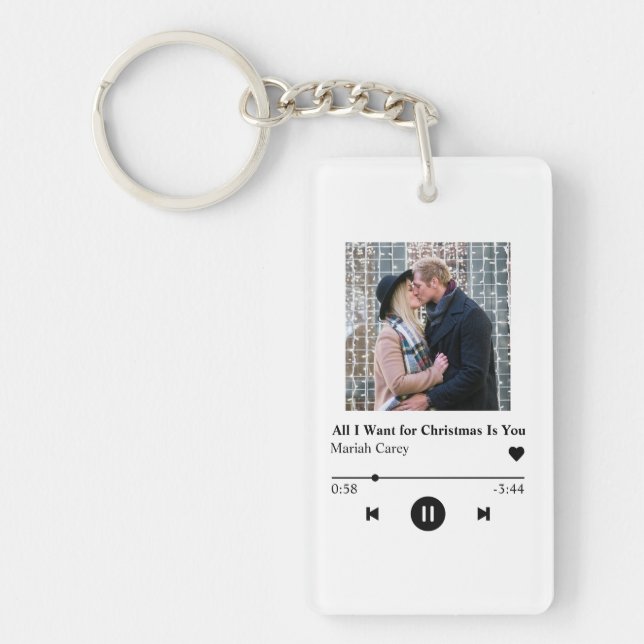 Personalised Music Player Christmas Gift Key Ring (Front)