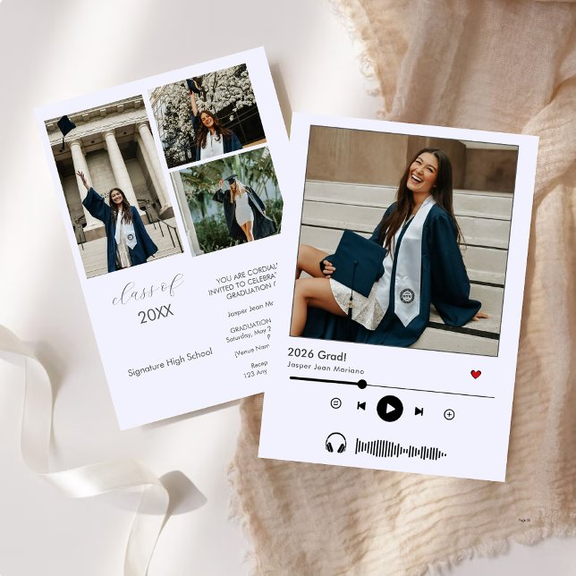Personalised Music Player Class of 2025 graduation Invitation (Creator Uploaded)