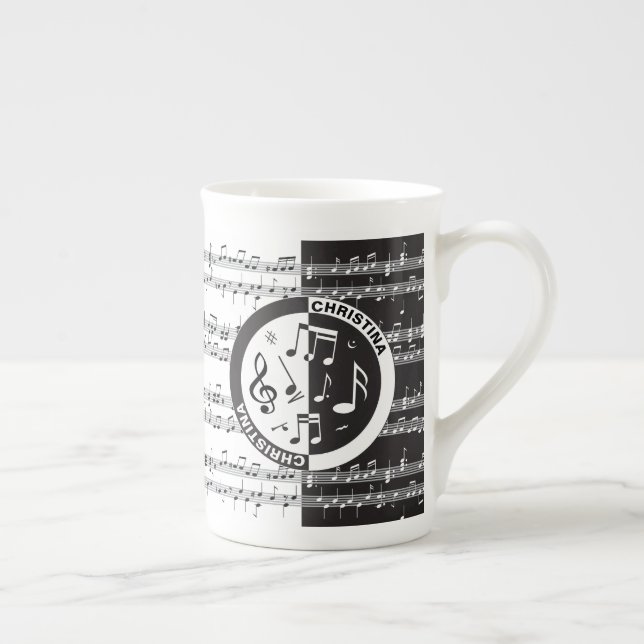 Personalised music score design bone china mug (Right)