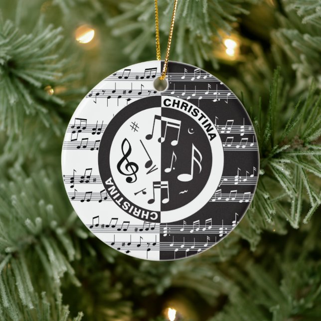 Personalised music score design ceramic tree decoration (Tree)