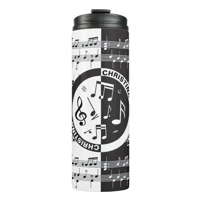 Personalised music score design thermal tumbler (Front)