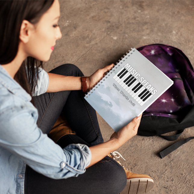 Personalised Music Speaks Inspirational Quote Notebook (Creator Uploaded)