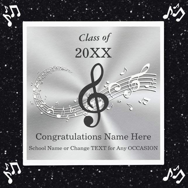 Personalised Music Themed Graduation Party Napkins (Music Themed Graduation Napkins. Music Graduation Party Ideas. Music Graduation Napkins. Music Notes)