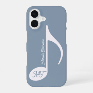 Personalised Musical Note Dusty Blue iPhone 16 Case