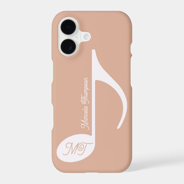 Personalised Musical Note Dusty Rose iPhone Case (Back)