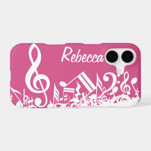 Personalised Musical Notes Hot Pink and White