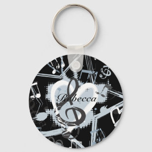 Personalised Musical Star notes designer pattern Key Ring