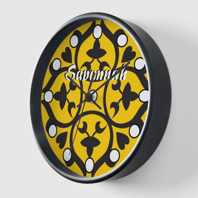 Personalised Mustard Medallion or Any Colour Clock (Angle)