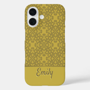 Personalised Mustard Yellow Pattern iPhone 16 Case