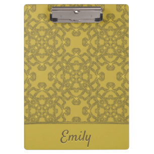 Personalised Mustard Yellow Pattern Clipboard