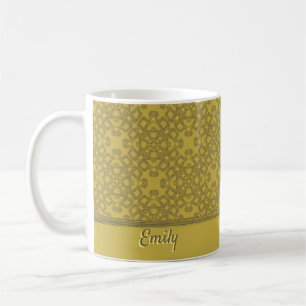 Personalised Mustard Yellow Pattern Coffee Mug