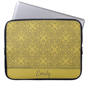 Personalised Mustard Yellow Pattern Laptop Sleeve