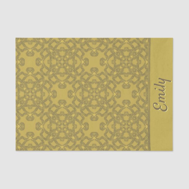 Personalised Mustard Yellow Pattern Tissue Paper (Front)