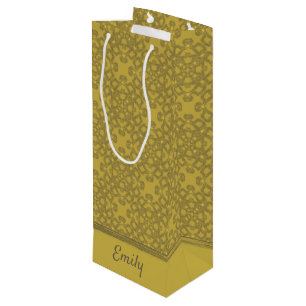 Personalised Mustard Yellow Pattern Wine Gift Bag