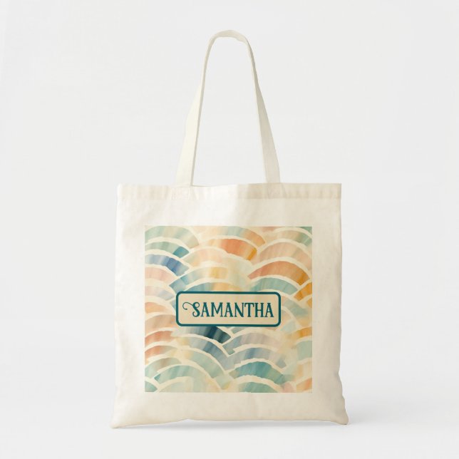 Personalised Muted Pastel Abstract Arch Tote Bag (Front)