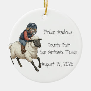 Personalised Mutton Bustin Boy  Ceramic Tree Decoration