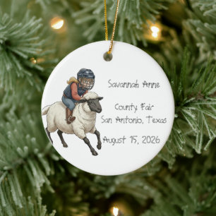 Personalised Mutton Bustin Rodeo Girls Ceramic Tree Decoration
