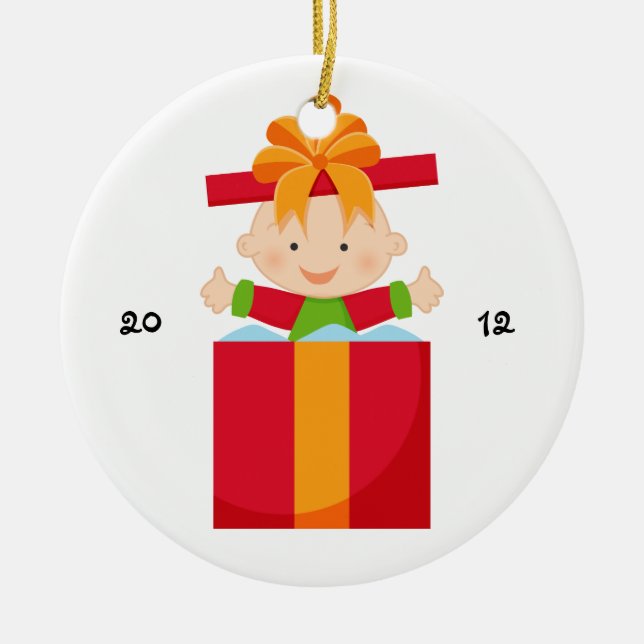Personalised My 1st Christmas Ornament-Gift Baby Ceramic Tree Decoration (Front)