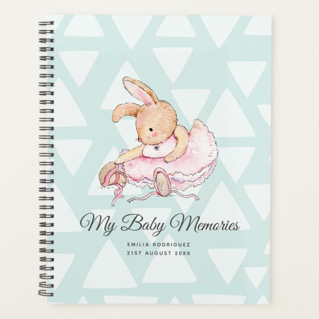 Personalised MY BABY MEMORIES - Rabbit Ballerina Planner (Front)