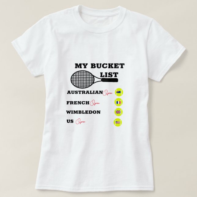 Personalised My Bucket List 2 Grand Slam T-Shirt (Design Front)