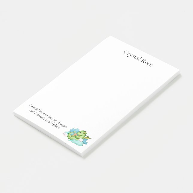 Personalised My Dragon and I already made plans Post-it Notes (Angled)