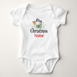 Personalised My First Christmas Cute Baby Bodysuit