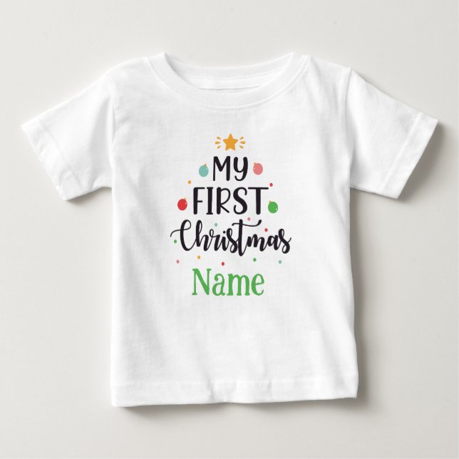 Personalised My First Christmas Cute Baby Bodysuit (Front)