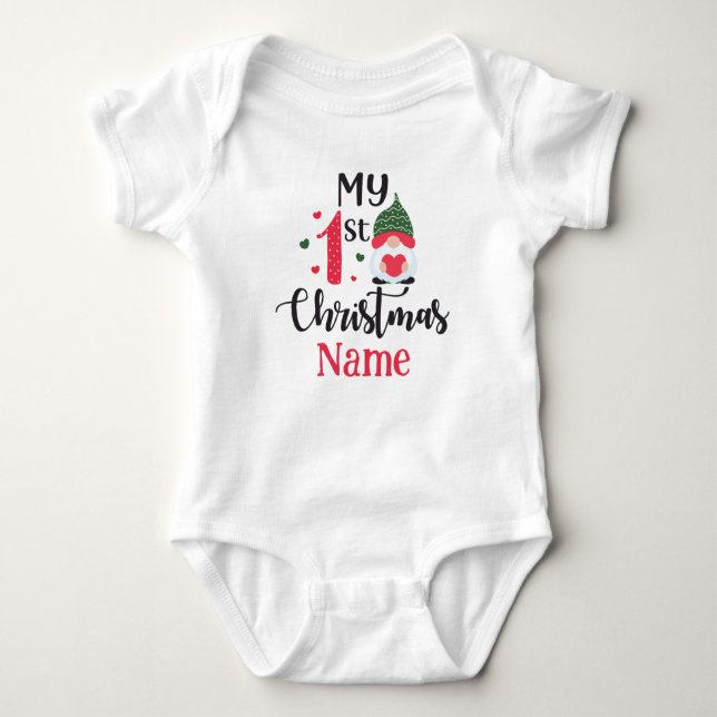 Personalised My First Christmas Cute Baby Bodysuit (Front)