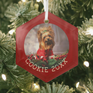 Personalised My First Christmas Dog Keepsake Pet Glass Tree Decoration