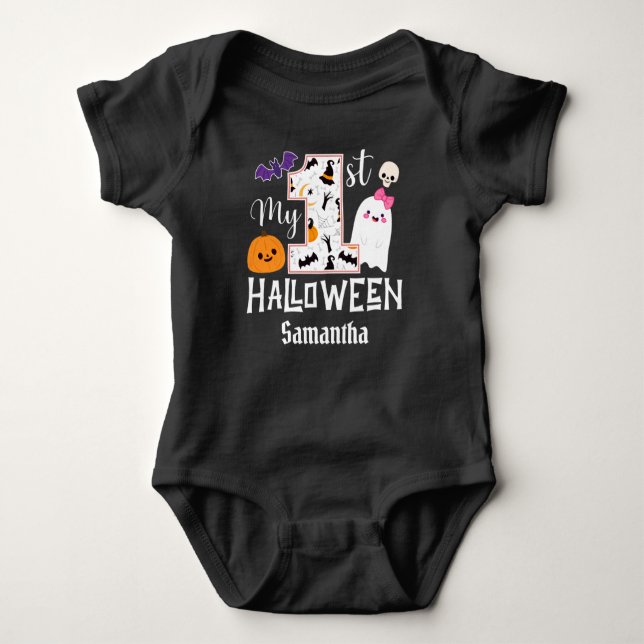 Personalised my first halloween cute baby girl bodysuit (Front)