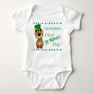 Personalised My First St Patricks Day Bear Baby Bodysuit