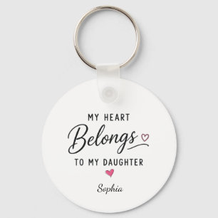 Personalised My Heart Belongs To My Daughter Key Ring