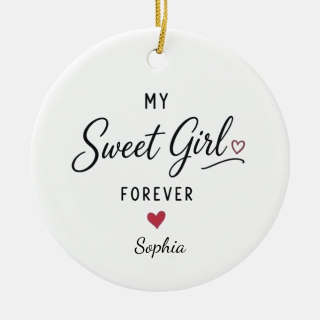 Personalised My Sweet Girl Forever Ceramic Tree Decoration (Front)