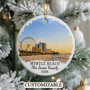 Personalised Myrtle Beach Ornament, South Carolina Ceramic Tree Decoration
