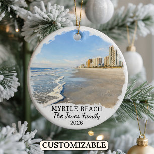 Personalised Myrtle Beach Ornament, South Carolina Ceramic Tree Decoration