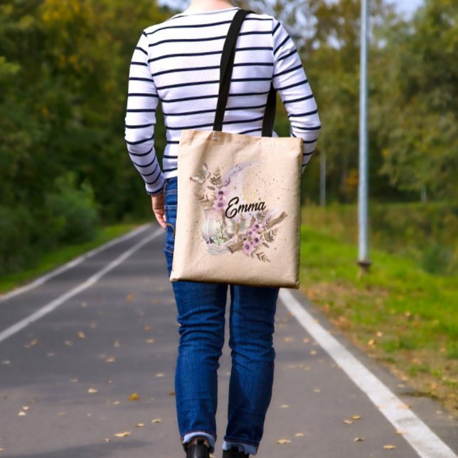 Personalised Mystical Boho Lavender Anemone Moon  Tote Bag (Creator Uploaded)