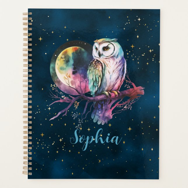 Personalised Mystical Owl Moonlit Night Sky Planner (Front)