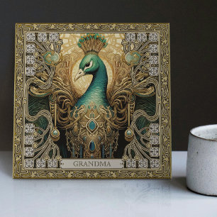 Personalised Mystical Peacock Jewelled Splendour Tile